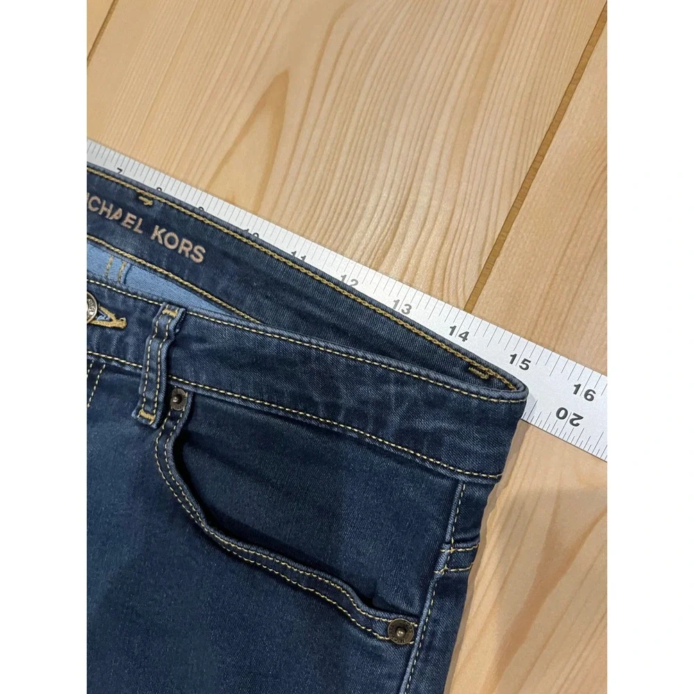 Michael Kors Izzy Skinny Jeans Womens 8‎ Dark Wash Stretch Denim Blue MK Logo